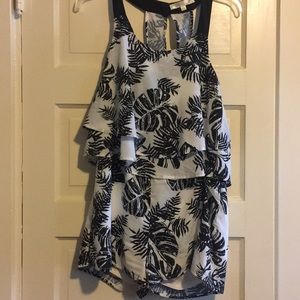 Open back Tropical Print Romper